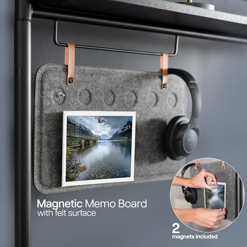 VIVO Black Clamp-on 38 inch Desktop Shelving System, DESK-SHELF38A | Raised Accessory Storage Shelves, Magnetic Memo Board Desk Organizer, Shelving for Sit Stand Workstation