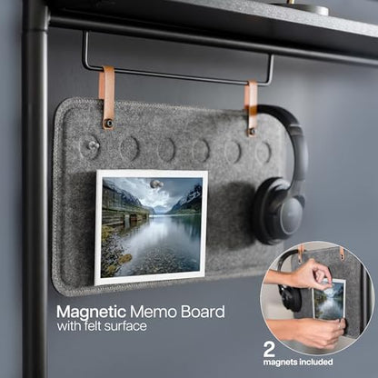 VIVO Black Clamp-on 38 inch Desktop Shelving System, DESK-SHELF38A | Raised Accessory Storage Shelves, Magnetic Memo Board Desk Organizer, Shelving for Sit Stand Workstation