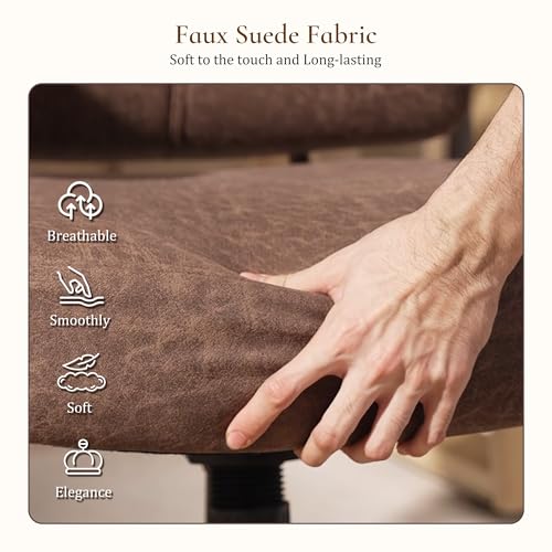 EUREKA ERGONOMIC Becky Suede Mid-Century Office Chair, Brown - color: Brown, size: Mid-Back
