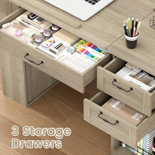 Drafting Table with Storage Cabinet & Drawers, Adjustable Drawing Desk with Open Shelves, Craft Table Painting Desk for Artists, Painters, Drawing, Crafting, Reading, Writing, Working (Grey) - color: Grey