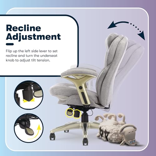 Serta Ergonomic Executive Office Chair Motion Technology Adjustable Mid Back Design with Lumbar Support, Light Gray Fabric - color: Light Gray Fabric