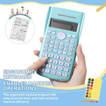 16 Pcs Scientific Calculators 2 Line Engineering Scientific Calculator Bulk Function Math Large Display Multi-Function Ideal for College Office Business Finance, Pink, Blue, Green, White