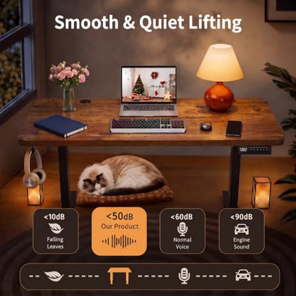 farexon 55x24In Electric Adjustable Standing Desk with Mouse Pad, Brown - color: Brown, size: 55 x 24''