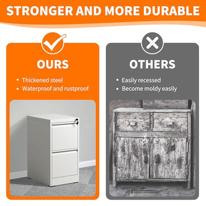Metal File Cabinet with Drawer Heavy Duty Locking File Cabinets | Home Office Steel Filing Cabinet Vertical File Cabinets for Legal/Letter Size File,Assembly Required - color: White, size: 28.8"H-2 drawers