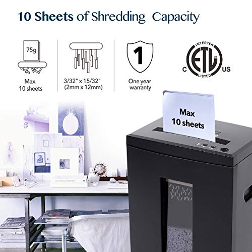 WOLVERINE SD9112 P5 Super Micro Cut Shredder, 10-Sheet, 60 Min, 6Gal Bin, Ultra Quiet, Black - size: 10-Sheet Level P5-Black