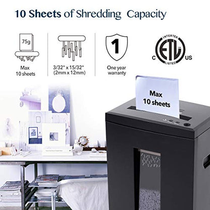 WOLVERINE SD9112 P5 Super Micro Cut Shredder, 10-Sheet, 60 Min, 6Gal Bin, Ultra Quiet, Black - size: 10-Sheet Level P5-Black