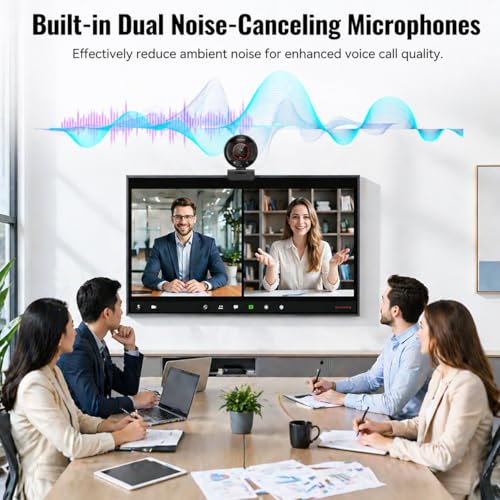 4K Webcam with Mics 1080P 60fps Streaming Web Cam for PC Laptop - color: Black