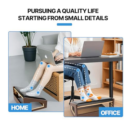 Ergonomic Foot Rest Under Desk,4 Adjustable Height Foot Stool - color: Espresso01