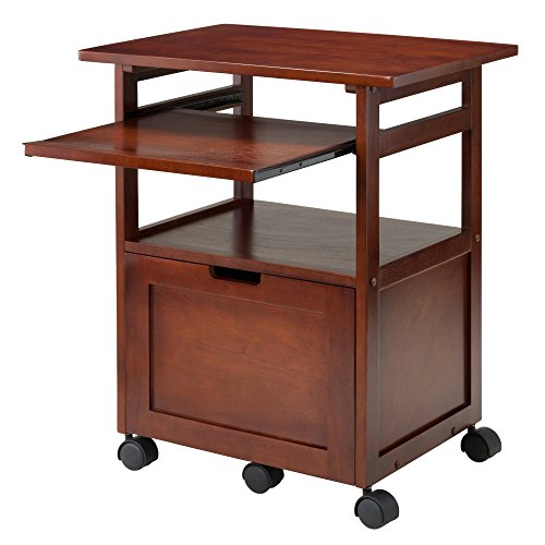 Winsome Piper 3-Shelf Wood Mobile Printer Stand, Brown (94427) | Small Computer Desk, Simple Table for Gaming, Writing, Studying, Crafts, Work, Sturdy Home Office Furniture