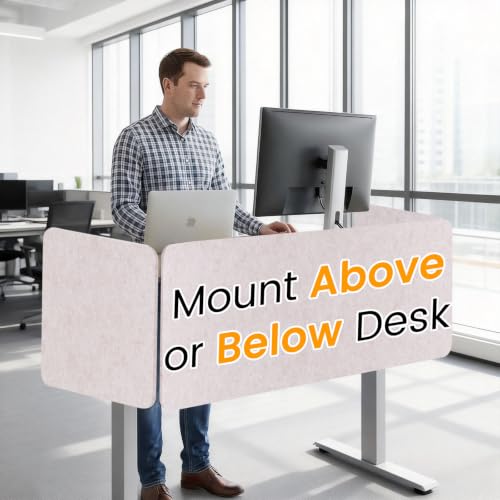 3-Pack Clamp-On Desk Dividers, 24 x 24 and 24 x 48 Inch, Oatmeal - color: Oatmeal, size: 24×24 (2) + 24×48 (1)