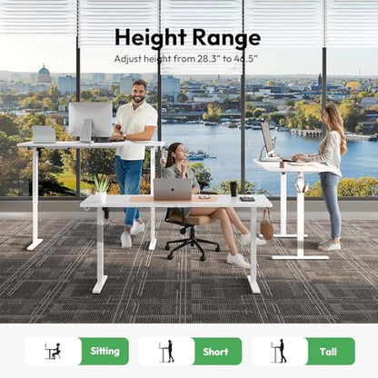 55 x 28 Inch Electric Standing Desk, 3 Memory Presets, White - color: White, size: 55*28