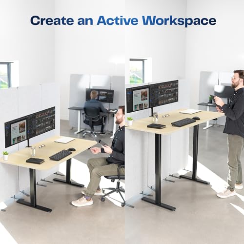 VIVO Light Wood 60 x 30 in Standing Desk, DESK-KIT-0B6C - color: Light Wood Top / Black Frame, size: 60 x 30 inch