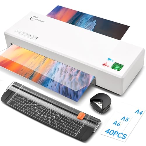 Buyounger 9 Inch Thermal Laminator Machine Set with 40 Sheets - color: White