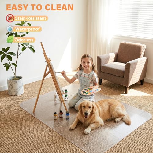 Office Chair Mat for Carpet, 36" x 48" Clear Desk Chair Mat with Lip, Heavy Duty Plastic Floor Protector for Low Pile Carpet, Smooth Easy Glide Under Desk for Office or Home