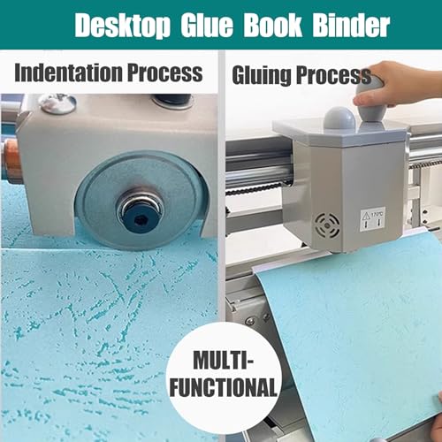 TECHTONGDA A4 Manual Hot Glue Book Binder Glue Book Binding Machine, 110V Desktop Wireless Book Binder with Indenting Function, Max Book Size 12.6"x11"