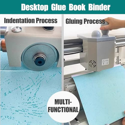 TECHTONGDA A4 Manual Hot Glue Book Binder Glue Book Binding Machine, 110V Desktop Wireless Book Binder with Indenting Function, Max Book Size 12.6"x11"