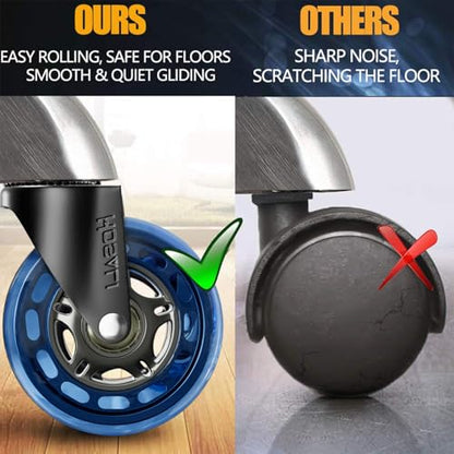 HOSALI Office Chair Wheels, 3 Inch Desk Chair Replacement Rubber Wheel, Safe for Hardwood Floors Gaming Chair Casters Smooth & Silence Gliding, Set of 5, Blue - style: Blue