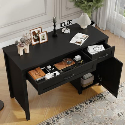 Vabches Farmhouse 47" Executive Desk with Drawers, Pure Black - color: Pure Black, size: 47"W