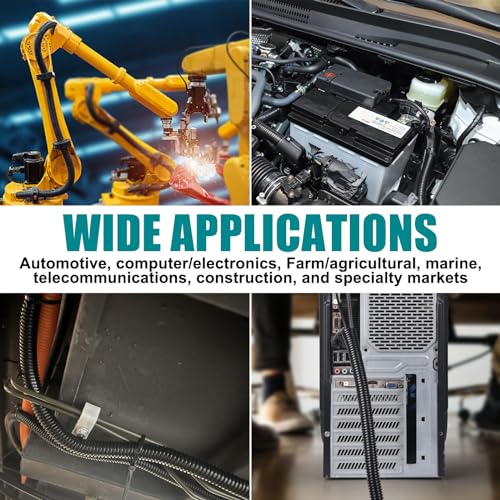 1/2 Inch Wire Loom Split Tubing - 30 ft Cord Protector Electric Wires Covers, Automotive Wire Flexible Conduit, Plastic Wire Cover with Cable Zip Tie (1/2"-30ft) - size: 1/2"-30ft