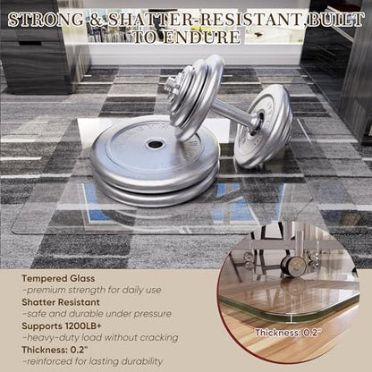 30"x48" Tempered Glass Office Chair Mat for Carpet & Hardwood Floor | 1/5" Thick Clear Floor Protector Desk Chair Mat with Rounded and Polished Edges, Resist Scratching, Cracking, Curling - size: 30"x48"