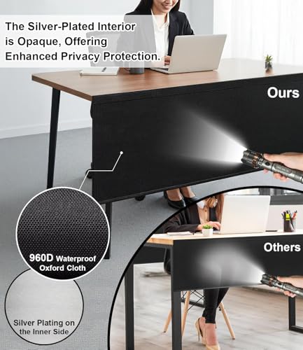 Under Desk Privacy Panel with Table Cable Management, 48in | Self-Adhesive Design with Cable Storage, Silver Plated Inner Side - size: Medium