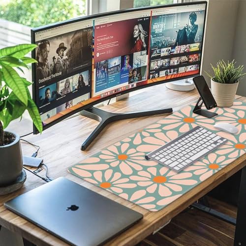 iCasso Desk Mat, Desk Matt for Desktop, Cute Desk Pad Mat, Green Floral - color: A-Green Floral