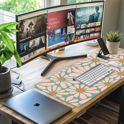 iCasso Desk Mat, Desk Matt for Desktop, Cute Desk Pad Mat, Green Floral - color: A-Green Floral