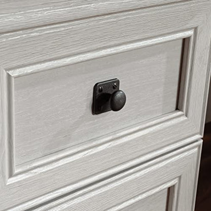 Sauder Palladia L Shaped Desk with Drawers, Office Desk with File Cabinet Storage, Cable Management, Keyboard Tray, in Glacier Oak Finish - color: Glacier Oak