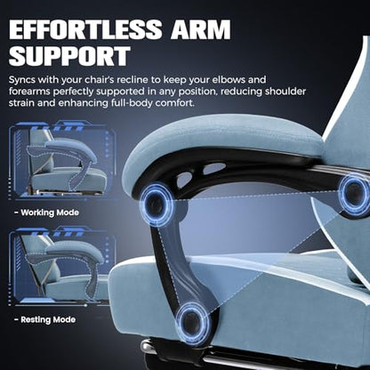 GTPLAYER Gaming Chair, Ergonomic Computer Chair with Footrest and Lumbar Support, High Back Recliner Chair 350lbs, Height Adjustable for Home Office, Light Blue - color: Light Blue
