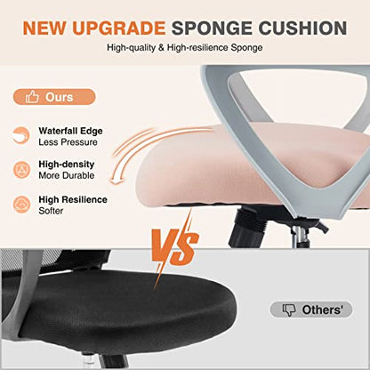 Sweetcrispy Ergonomic Home Office Desk Chair, Managerial Executive Chair - color: Pink, size: 18.5"D