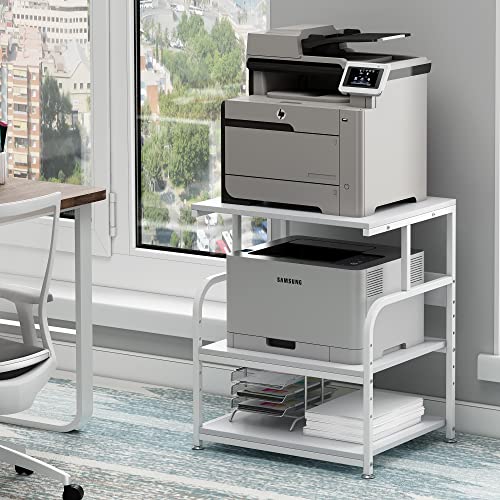 Fannova White Printer Stand Table, 23.6"x18.9"x30" Large Size with Storage - color: White, size: 23.6"W x 18.9"D x 30"H