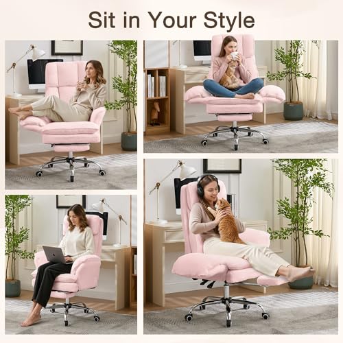 JOMEED Cloud Cross Legged Office Chair with Footrest,Flip Armrest,Pink - color: Pink