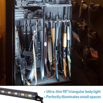 TORCHSTAR 4pcs 12 Inch LED Safe Lighting Kit, Motion Sensor, 3CCT | UL Power Adapter, Input 100-240V, Linkable Gun Safe Light Bars, 600LM, for Under Cabinet Locker Closet, 3000K/4000K/5000K - color: 3CCT