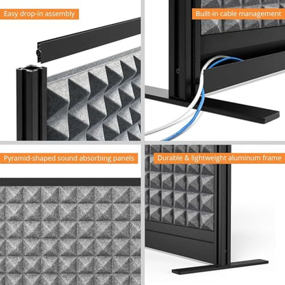 Stand Up Desk Store Studio Modular Wall and Sound Absorbing Room Divider | Sound Dampening Acoustic Panels for Office Cubicle | Noise Reduction and Noise Canceling Office Partition (70'' x 48'') - size: 70" x 48"