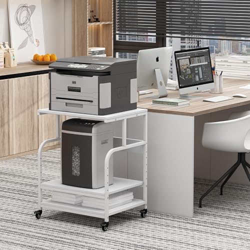 Fannova White Printer Stand Table, 23.6"x18.9"x30" Large Size with Storage - color: White, size: 23.6"W x 18.9"D x 30"H