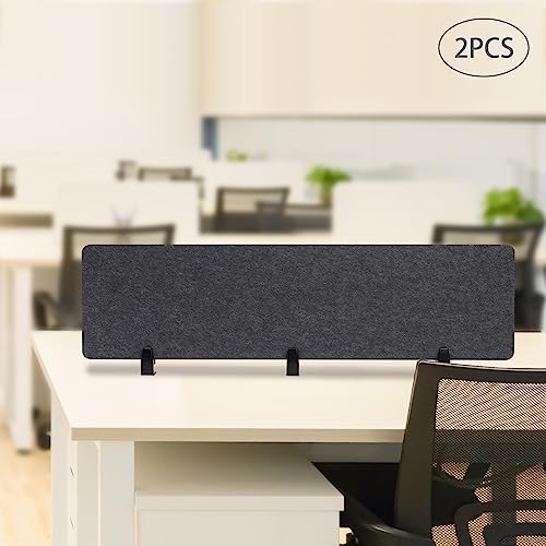 2 PCS Acoustic Desk Divider Privacy Panel Desk Divider Desk Partition Noise Reducing Mounted Sound Proof Dividers for Office Reduce Noise 60" x 16" Dark Grey - size: 2 PCS 60"*16" Dark Grey
