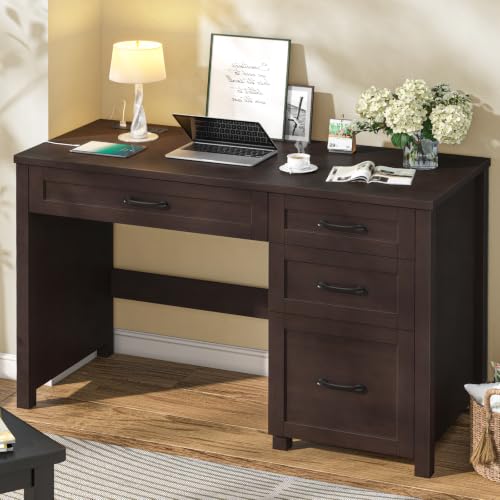 Vabches Farmhouse 47" Executive Desk with 4 Drawers, Walnut - color: Walnut, size: Style 2