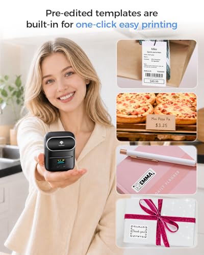 Phomemo M110 Label Makers, Portable Bluetooth Thermal Printer with Display | 2 Inch Sticker Printer Easy to Use for Small Business, Home, School, Office, Organization, APP with 6000+ Templates, Black - color: Black