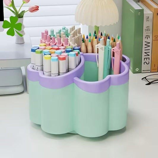 Pen Holder Desk Organizer,360°Rotating Pencil Pen Holder,Large Capacity Desk Storage for Office Home Supplies,Green - color: green