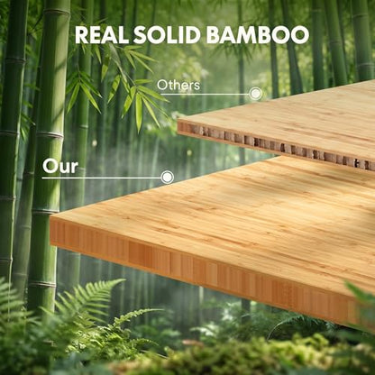 FLEXISPOT 60" x 30" Solid Bamboo Standing Desk, White Frame | Real Bamboo Desktop with Natural Grain, Durable & Sustainable, 176 LBS Capacity, Home Office and Multi-Monitor Setups - color: White Frame, size: 60"x30"