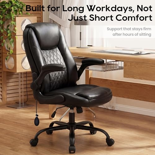 MALOL Leather Office Chair with Adjustable Lumbar Support Set of 2, Black - color: Black, size: Set of 2
