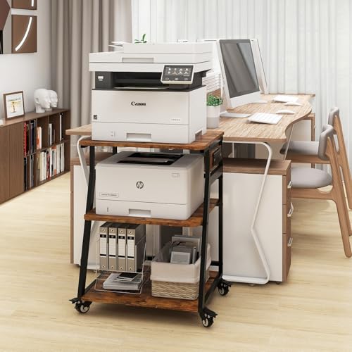 Natwind 3 Tier Large Printer Stand, 24"x20", with Charging Station,Retro - color: Retro, size: 23.6''x19.7''