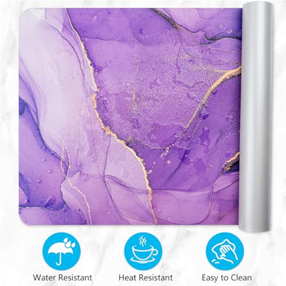 Desk Mat, Dual Leather Sided Desktop Pad for Office and Home, Ideal for Large Mouse Pad and Desk Mats (Purple Marble 31.5"x 15.7") - color: Amethyst Purple Marble