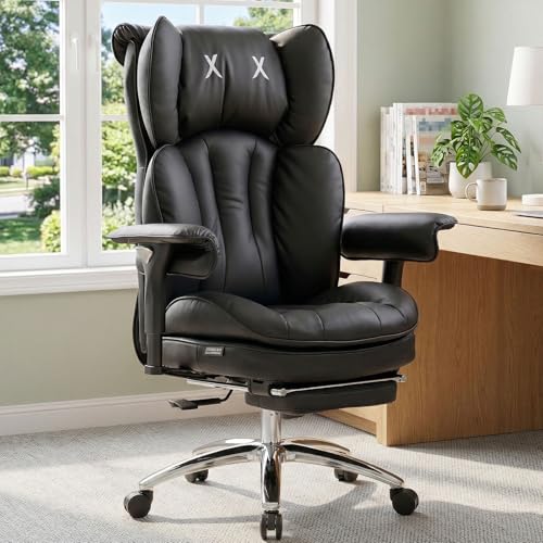 Efomao Big & Tall Desk Chair, Wide Executive Office Chair with Footrest Black - color: 3070mus-black