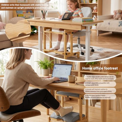 2-Tier Foot Rest Under Desk for Office, Gaming & Study | 4-height Adjustable Foot Stool, Cushioned foot rest with removable pad, Pressure Relief Footrest for Long Sitting Hours