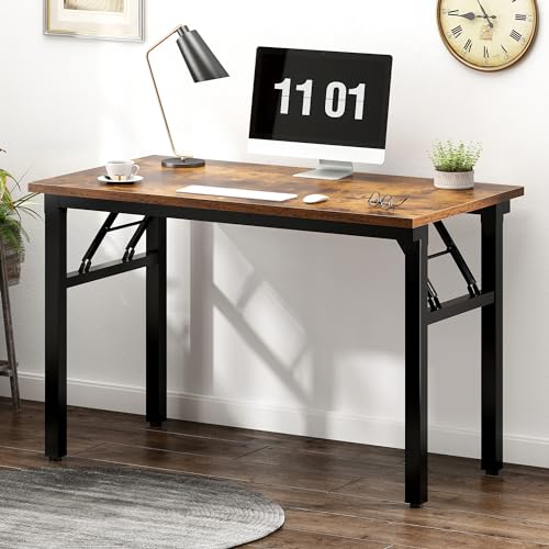 Need Small Folding Computer Desk, 39.4 Inch Writing Table, Rustic Brown - color: Rustic Brown, size: 39.4 inches