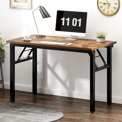 Need Small Folding Computer Desk, 39.4 Inch Writing Table, Rustic Brown - color: Rustic Brown, size: 39.4 inches