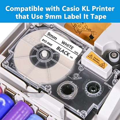 Weemay Compatible for Casio KL Printer 9mm Label XR9WE Black on White 5Pack