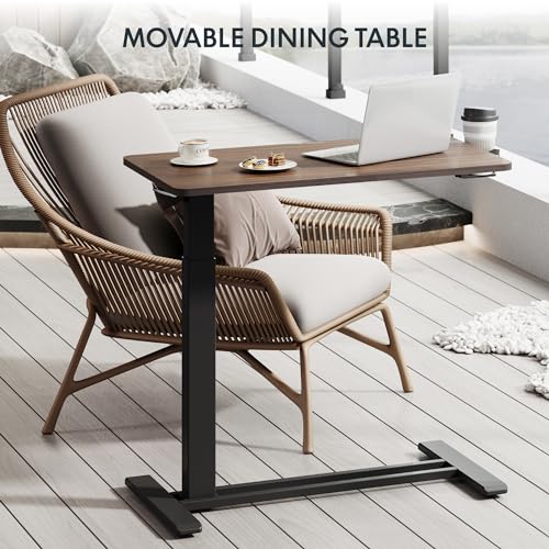 FLEXISPOT H7 32" Pneumatic Height-Adjustable Overbed Table with Wheels - color: Mahogany, size: Large