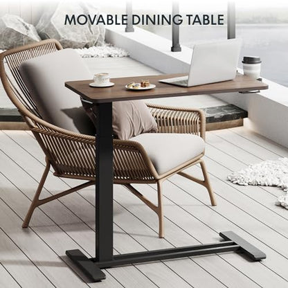 FLEXISPOT H7 32" Pneumatic Height-Adjustable Overbed Table with Wheels - color: Mahogany, size: Large